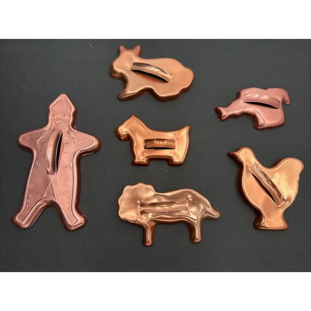 Vintage Lot Of 6 Copper Color Aluminum Cookie Cutters